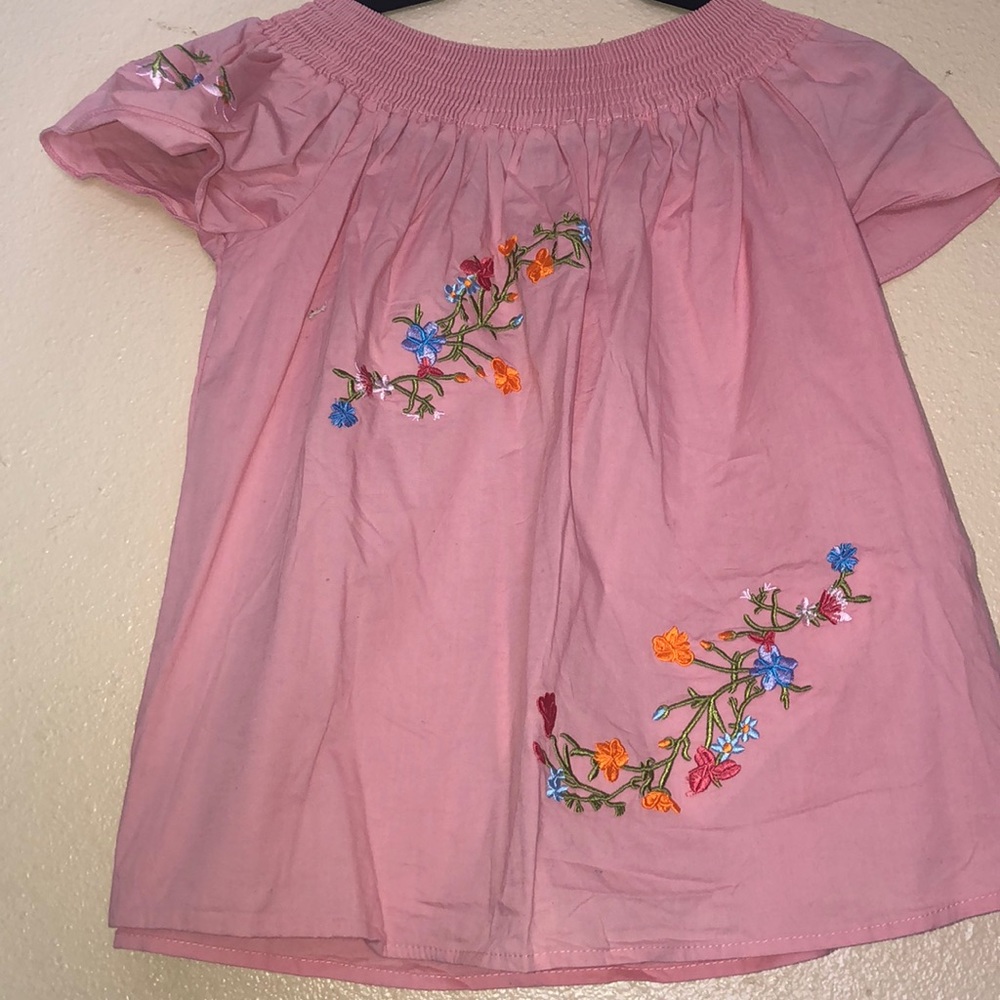Off should Embroidered Shirt